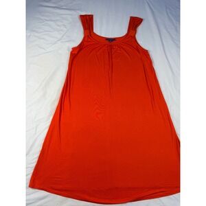 APT 9 Orange Ruched Neck Tank Dress Size Medium Sleeveless Casual Summer